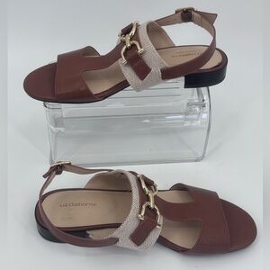 NWOT Liz Claiborne Tan and Brown Sandals
